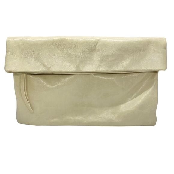 Gianni Chiarini Cream Leather Clutch Shoulder Bag Italy Minimalist Understated - Picture 13 of 13